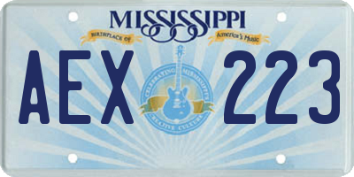 MS license plate AEX223