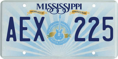 MS license plate AEX225