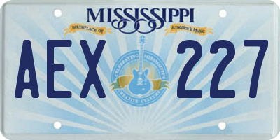 MS license plate AEX227