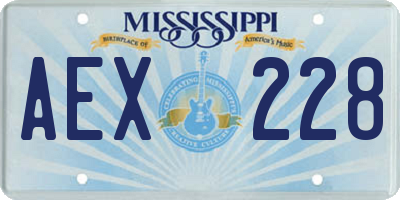 MS license plate AEX228