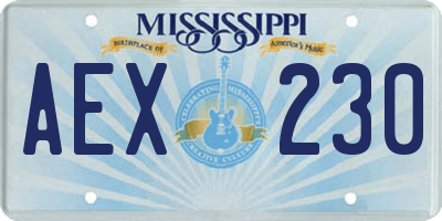 MS license plate AEX230
