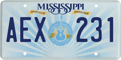 MS license plate AEX231