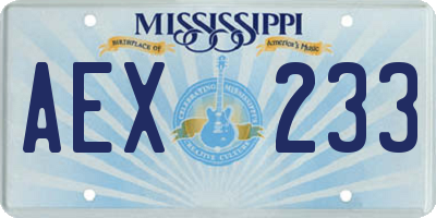 MS license plate AEX233