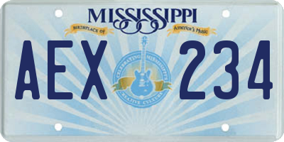 MS license plate AEX234