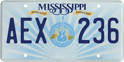 MS license plate AEX236
