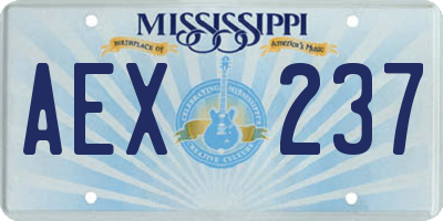 MS license plate AEX237