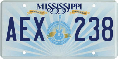 MS license plate AEX238
