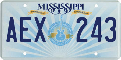 MS license plate AEX243