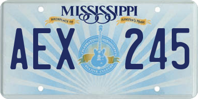 MS license plate AEX245