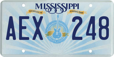MS license plate AEX248