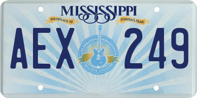 MS license plate AEX249