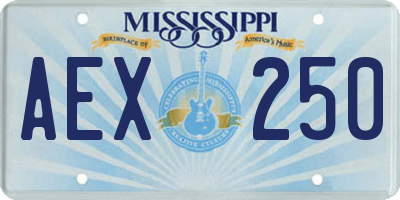 MS license plate AEX250