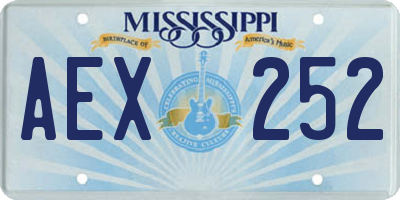 MS license plate AEX252