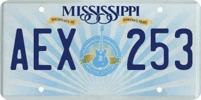 MS license plate AEX253