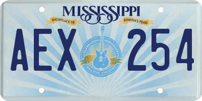 MS license plate AEX254