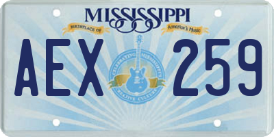 MS license plate AEX259
