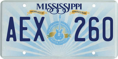 MS license plate AEX260