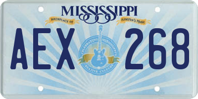 MS license plate AEX268