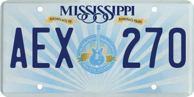 MS license plate AEX270