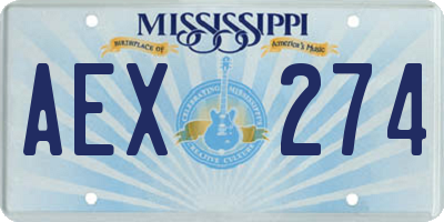 MS license plate AEX274