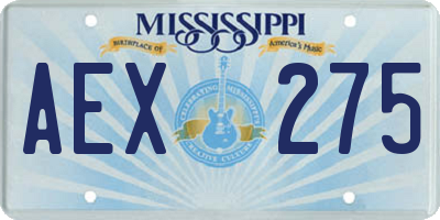 MS license plate AEX275
