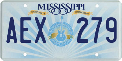 MS license plate AEX279