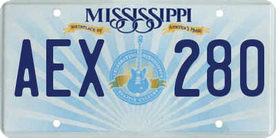 MS license plate AEX280