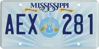 MS license plate AEX281