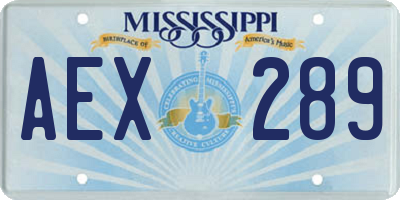 MS license plate AEX289