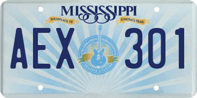 MS license plate AEX301