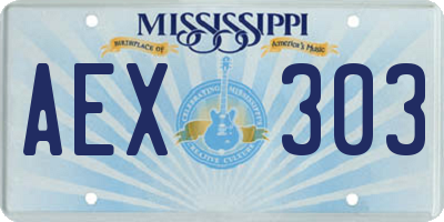 MS license plate AEX303