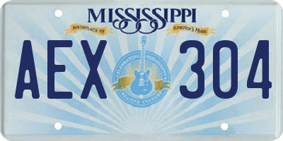 MS license plate AEX304