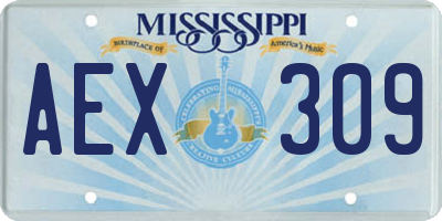 MS license plate AEX309