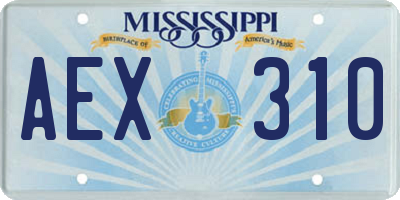 MS license plate AEX310