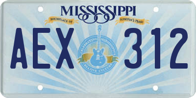 MS license plate AEX312