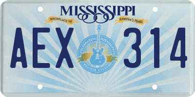 MS license plate AEX314