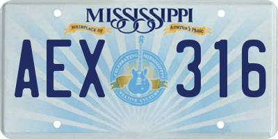 MS license plate AEX316