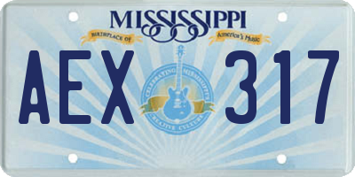 MS license plate AEX317