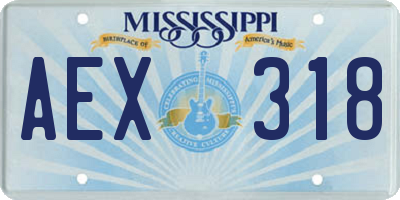 MS license plate AEX318