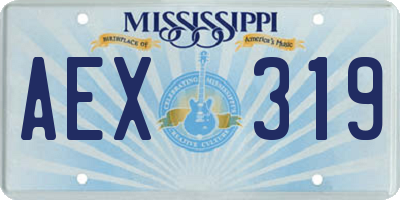 MS license plate AEX319
