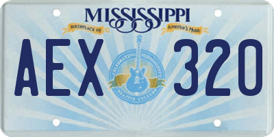 MS license plate AEX320