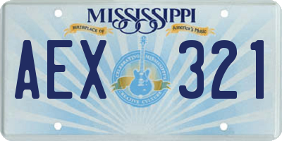 MS license plate AEX321