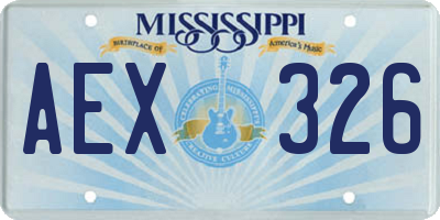 MS license plate AEX326