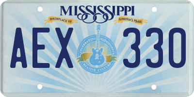 MS license plate AEX330