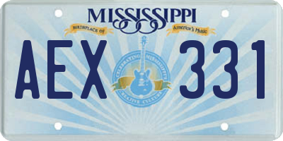 MS license plate AEX331