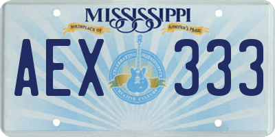 MS license plate AEX333