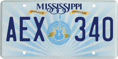 MS license plate AEX340