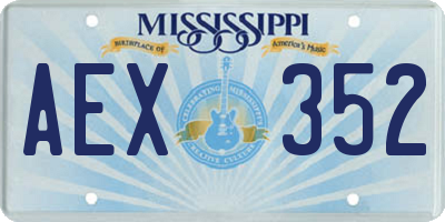 MS license plate AEX352