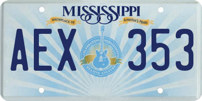 MS license plate AEX353