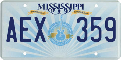 MS license plate AEX359